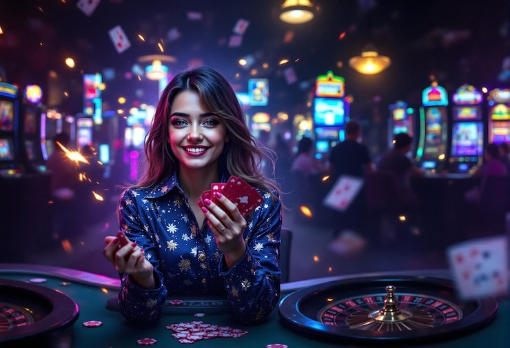 Ilustrasi slot online di perangkat mobile dengan antarmuka modern dan mudah digunakan
